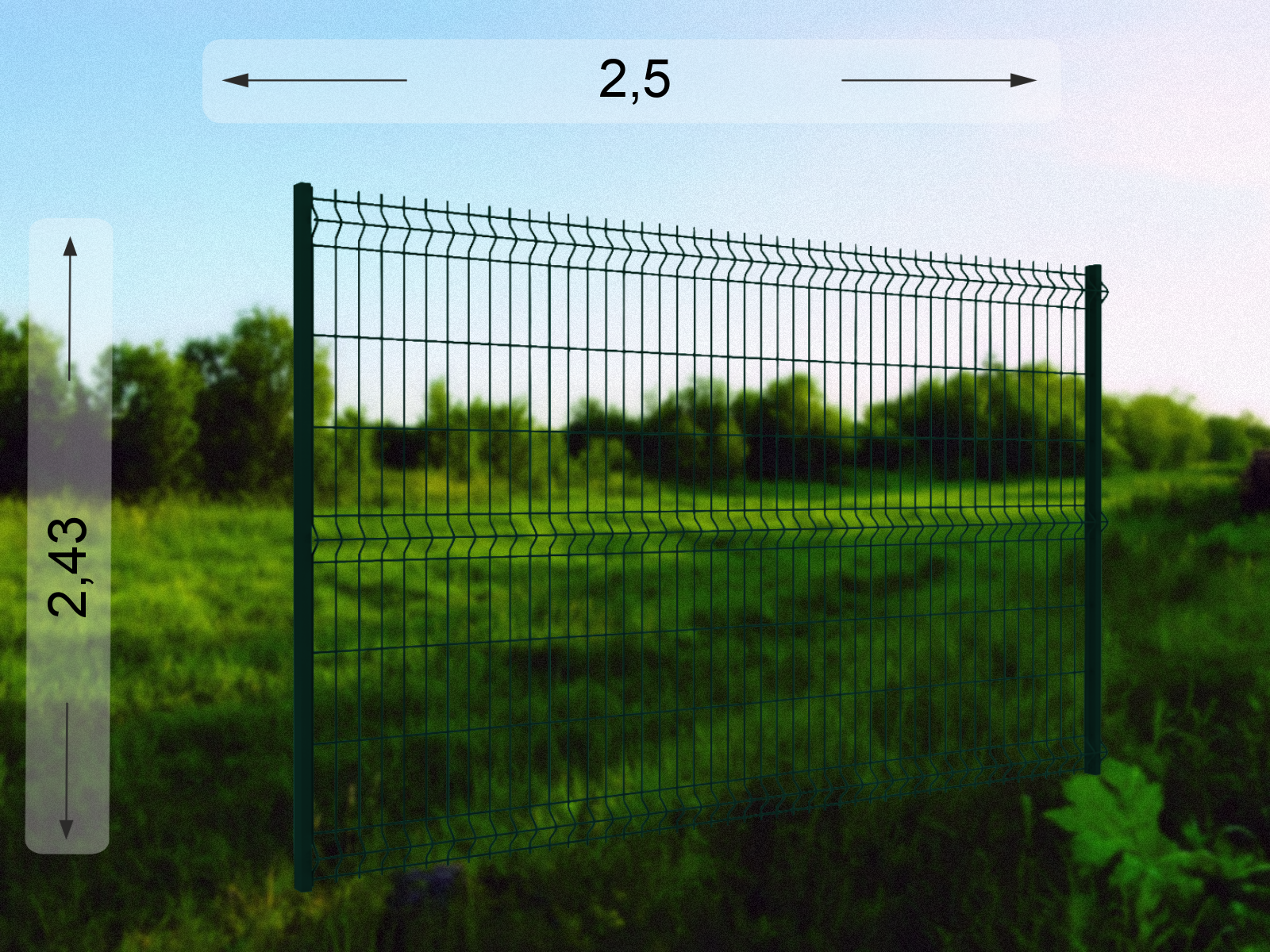 Ограждение 3D 2.43×2.5 м RAL 6005
